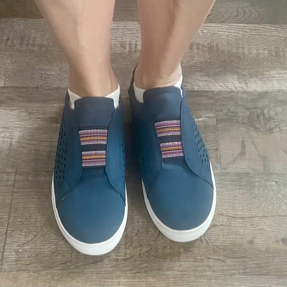 Navy Blue Boat Slip on Sneakers - Tilocow Nautical Shoes